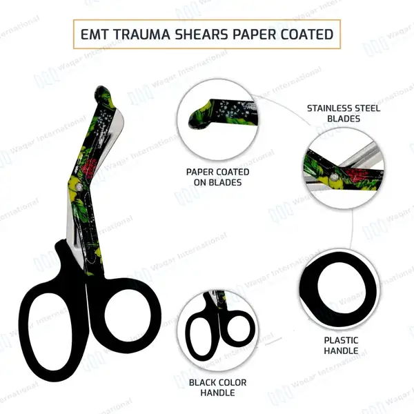 100 EMT Utility Scissors 7.25″ Paper Coated Blades Black - surgical instruments manufactured by Waqar International, Sialkot - view 4