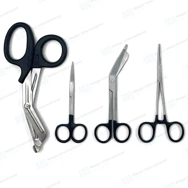 9 Pcs Medical Diagnostic Nurse Kit with FREE Penlight – Black - surgical instruments manufactured by Waqar International, Sialkot - view 2