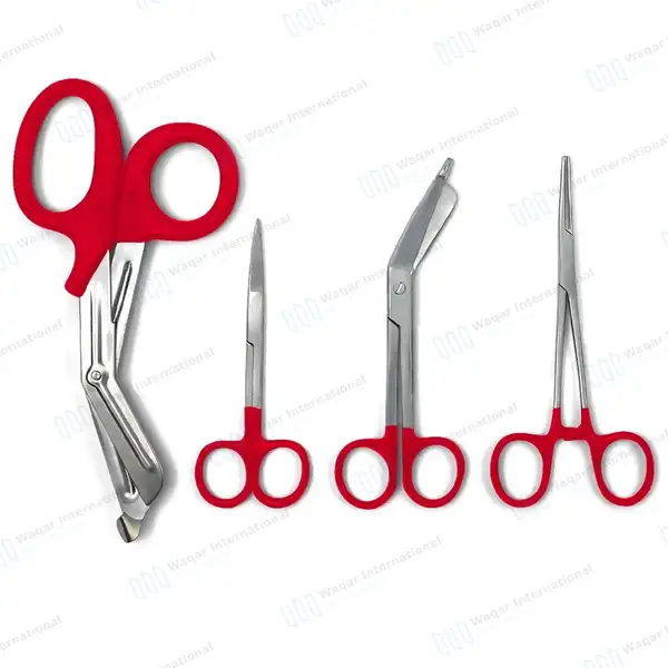 9 Pcs Medical Diagnostic Nurse Kit with FREE Penlight – Red - surgical instruments manufactured by Waqar International, Sialkot - view 2