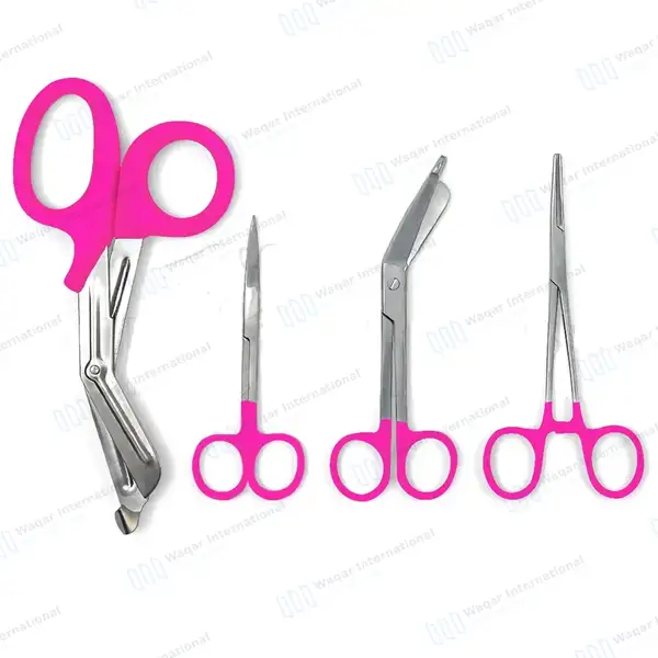 9 Pcs Medical Diagnostic Nurse Kit with FREE Penlight – Pink - surgical instruments manufactured by Waqar International, Sialkot - view 2
