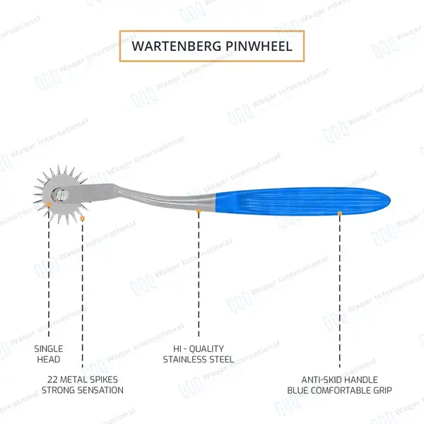 Wartenberg Neurological Pinwheel 1 Head 7″ Blue Color Handle - surgical instruments manufactured by Waqar International, Sialkot - view 5