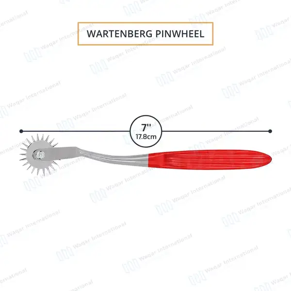 Wartenberg Neurological Pinwheel 1 Head 7″ Red Color Handle - surgical instruments manufactured by Waqar International, Sialkot - view 4