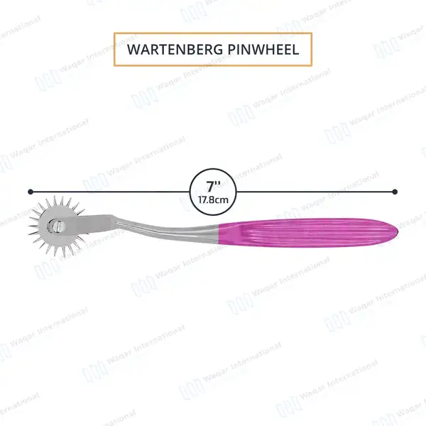 Wartenberg Neurological Pinwheel 1 Head 7″ Pink Color Handle - surgical instruments manufactured by Waqar International, Sialkot - view 4