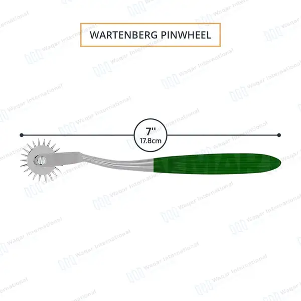 Wartenberg Neurological Pinwheel 1 Head 7″ Green Color Handle - surgical instruments manufactured by Waqar International, Sialkot - view 4