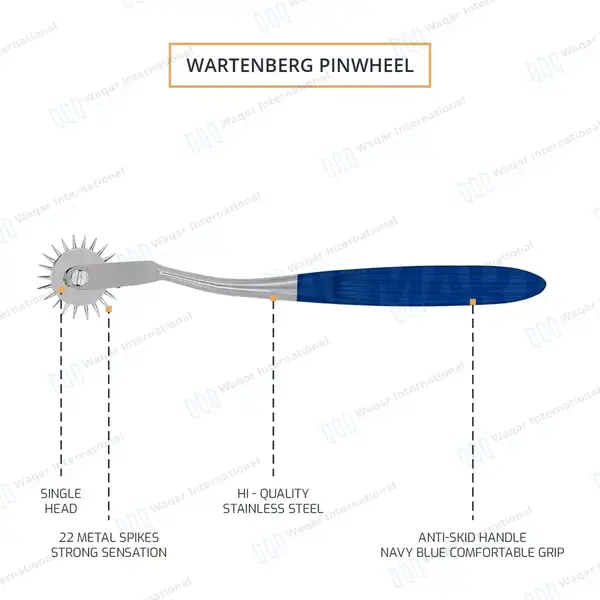 Wartenberg Neurological Pinwheel 1 Head 7″ Navy Blue Color Handle - surgical instruments manufactured by Waqar International, Sialkot - view 4