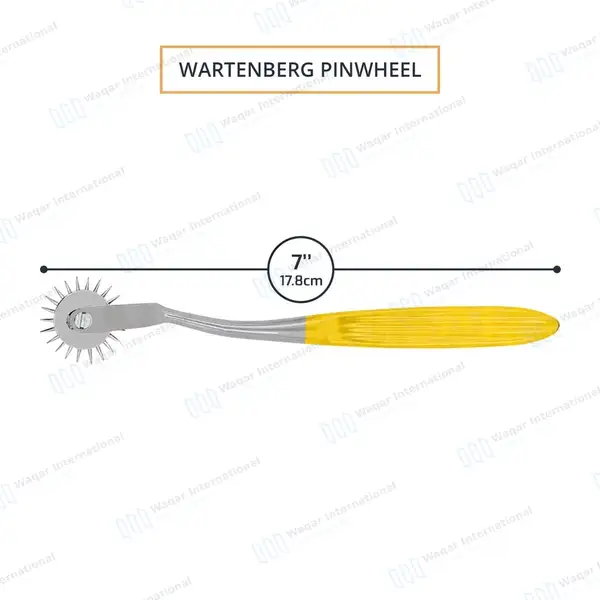 Wartenberg Neurological Pinwheel 1 Head 7″ Yellow Color Handle - surgical instruments manufactured by Waqar International, Sialkot - view 3