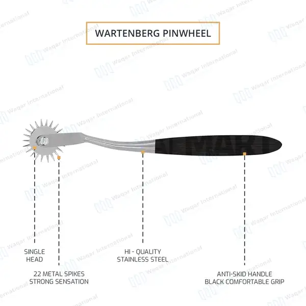 50 Wartenberg Neurological Pinwheel 7″ Black Color Handle - surgical instruments manufactured by Waqar International, Sialkot - view 5