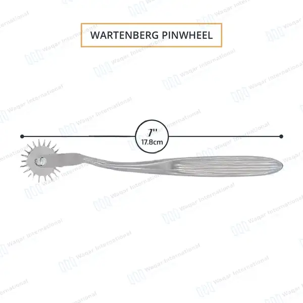 25 Wartenberg Pinwheel 1 Head 7″ Silver Color Handle - surgical instruments manufactured by Waqar International, Sialkot - view 4