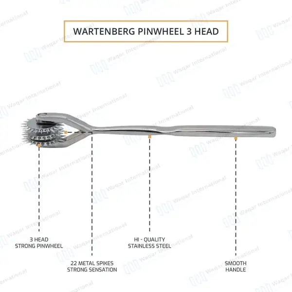 Wartenberg Neuro Pinwheel 3 Head 6.5″ Diagnostic Instrument - surgical instruments manufactured by Waqar International, Sialkot - view 4