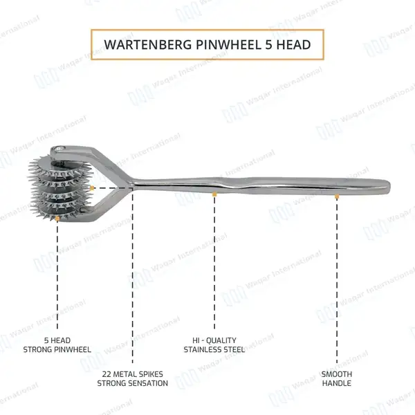 Wartenberg Neuro Pinwheel 5 Head 6.5″ Diagnostic Instrument - surgical instruments manufactured by Waqar International, Sialkot - view 4