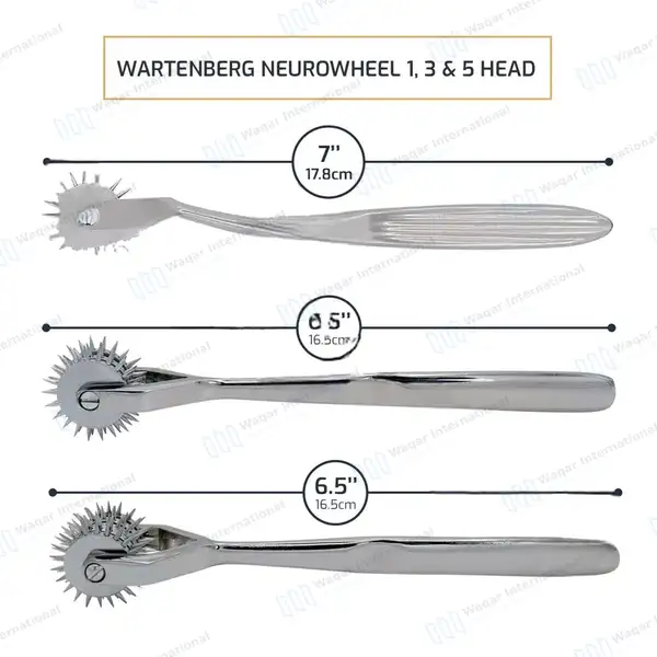 3 Wartenberg Neurological Pin Wheel Set 1, 3 & 5 Head Diagnostic Instrument - surgical instruments manufactured by Waqar International, Sialkot - view 3