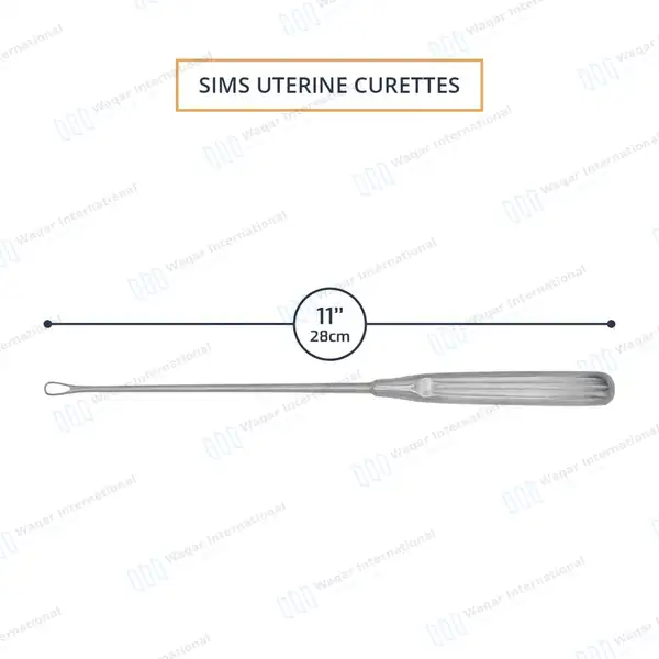 Sims Uterine Curette 11″ (27.9cm) Sharp Blade Size #3 - surgical instruments manufactured by Waqar International, Sialkot - view 3