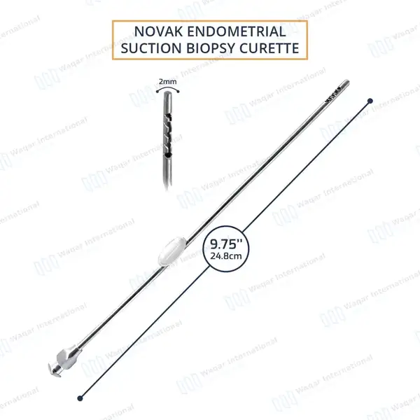 Novak Endometrial Suction Biopsy Curette 2mm 9 3/4″ with Luer Hub - surgical instruments manufactured by Waqar International, Sialkot - view 5