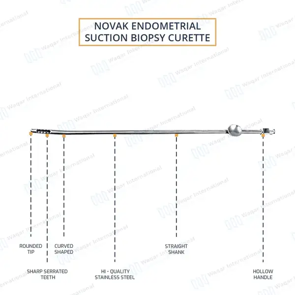 3 Novak Endometrial Suction Biopsy Curettes 9.75″ 2, 3 & 4mm Dia - surgical instruments manufactured by Waqar International, Sialkot - view 8