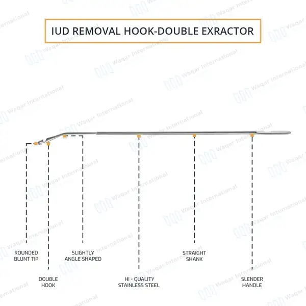 IUD Extractor Hook 10 1/4″ (26cm) - surgical instruments manufactured by Waqar International, Sialkot - view 5