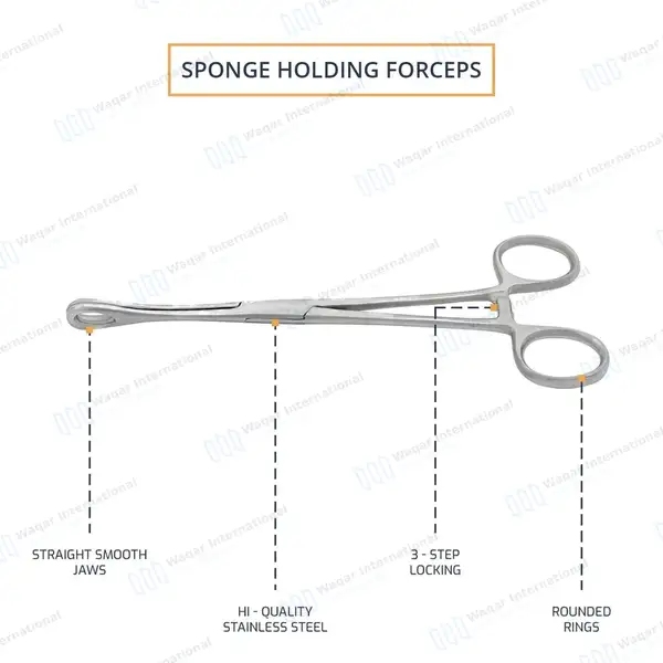 Foerster Sponge Forceps 7″ Straight Smooth Jaws - surgical instruments manufactured by Waqar International, Sialkot - view 4