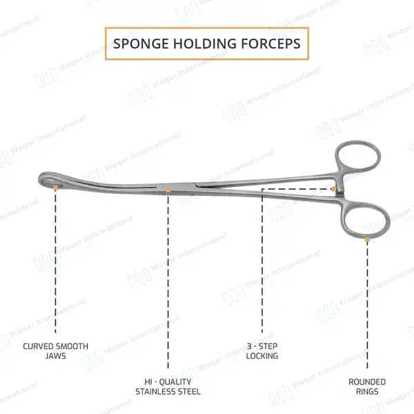 Foerster Sponge Forceps 7″ Curved Smooth Jaws - surgical instruments manufactured by Waqar International, Sialkot - view 4