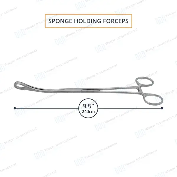 Foerster Sponge Holding Forceps 9.5″ Curved Serrated Jaws - surgical instruments manufactured by Waqar International, Sialkot - view 3