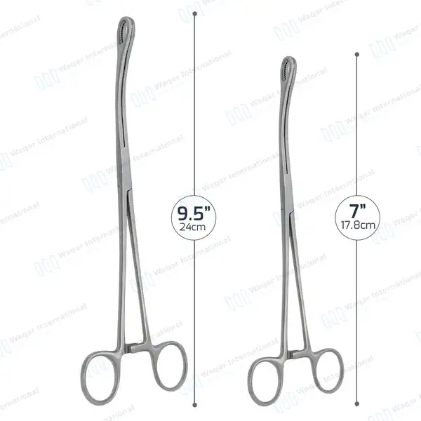 2 Foerster Sponge Holding Forceps 7″ & 9.5″ Curved Serrated - surgical instruments manufactured by Waqar International, Sialkot - view 3