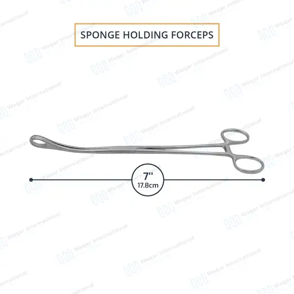 Body Piercing Sponge Forceps 7″ Non Slotted Curved Serrated - body piercing instruments manufactured by Waqar International, Sialkot - view 3