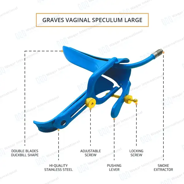 3 Graves LLETZ LEEP Blue Coated Vaginal Speculum Large - surgical instruments manufactured by Waqar International, Sialkot - view 4