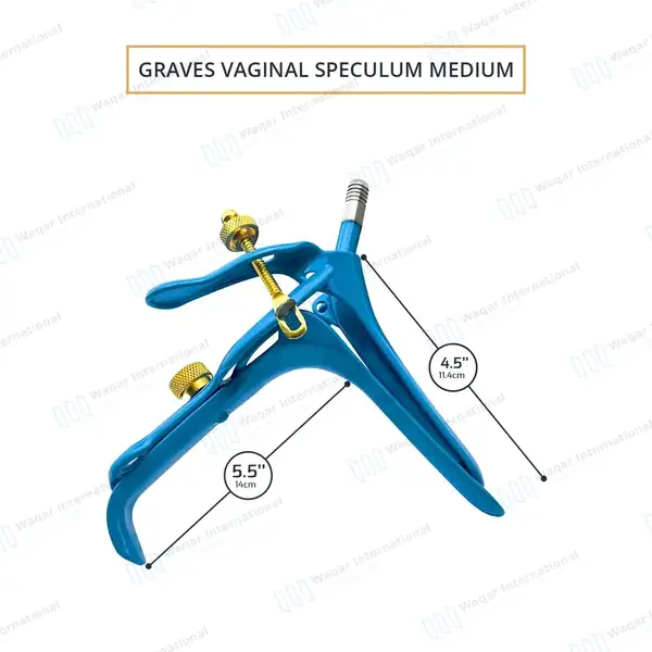 3 Graves LLETZ LEEP Blue Coated Vaginal Speculum Medium - surgical instruments manufactured by Waqar International, Sialkot - view 3