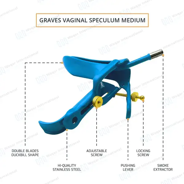 3 Graves LLETZ LEEP Blue Coated Vaginal Speculum Medium - surgical instruments manufactured by Waqar International, Sialkot - view 4