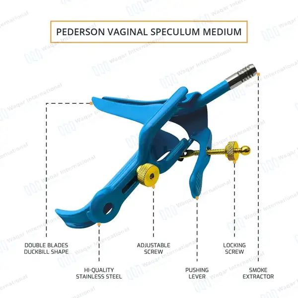 3 Blue Coated LLETZ LEEP Pederson Vaginal Speculum Medium - surgical instruments manufactured by Waqar International, Sialkot - view 4