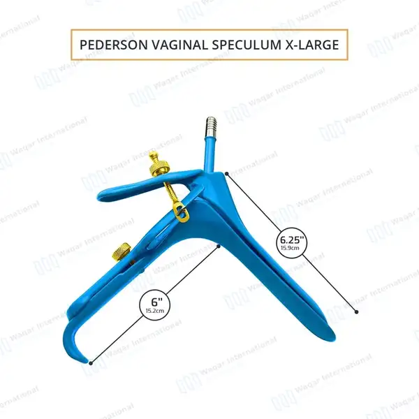 3 Blue Coated LLETZ LEEP Pederson Vaginal Speculum X-Large - surgical instruments manufactured by Waqar International, Sialkot - view 3