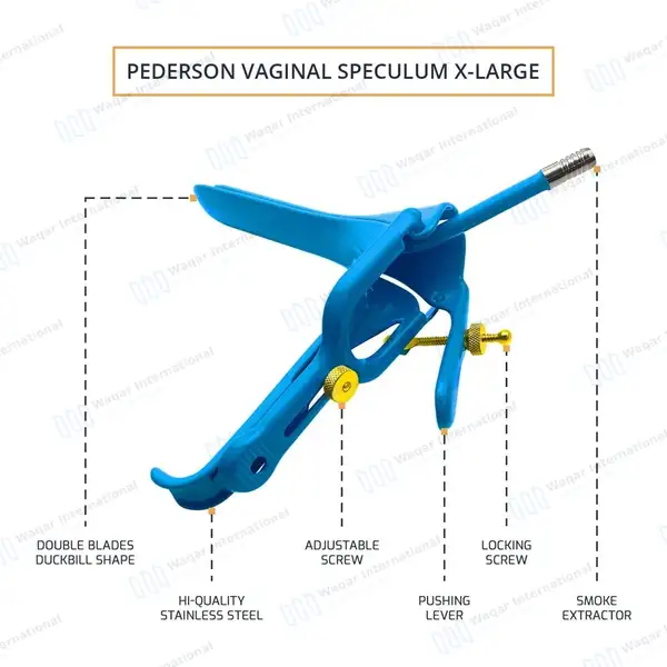 3 Blue Coated LLETZ LEEP Pederson Vaginal Speculum X-Large - surgical instruments manufactured by Waqar International, Sialkot - view 4