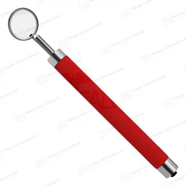 Dental Mirror with Light – Red Color Handle - surgical instruments manufactured by Waqar International, Sialkot - view 2