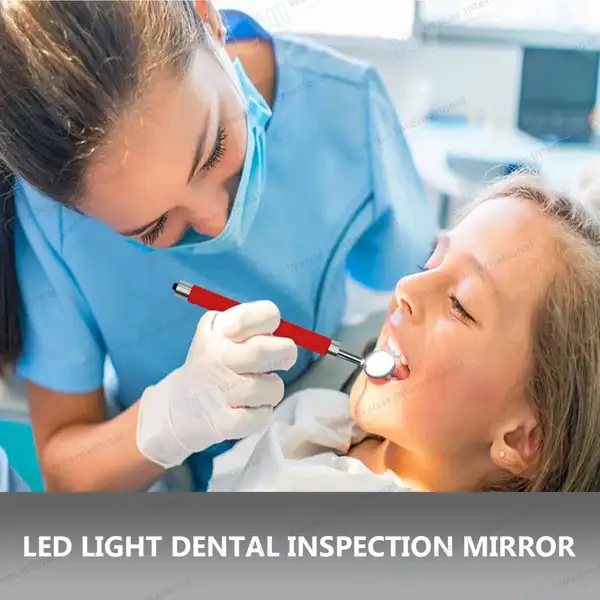 Dental Mirror with Light – Red Color Handle - surgical instruments manufactured by Waqar International, Sialkot - view 7