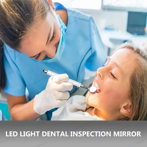 Dental Mirror with Light – White Color Handle - surgical instruments manufactured by Waqar International, Sialkot - view 2