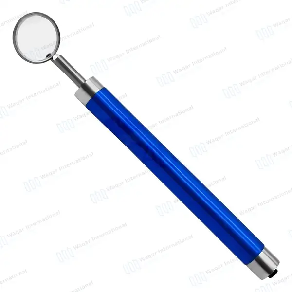 Dental Mirror with Light – Blue Color Handle - surgical instruments manufactured by Waqar International, Sialkot - view 2