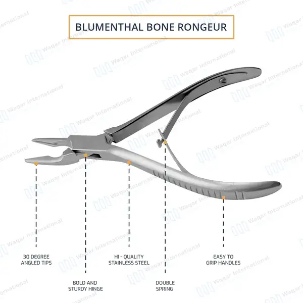 3 Dental Blumenthal Rongeurs 30 Degree 6″ (15.2cm) - dental instruments manufactured by Waqar International, Sialkot - view 4