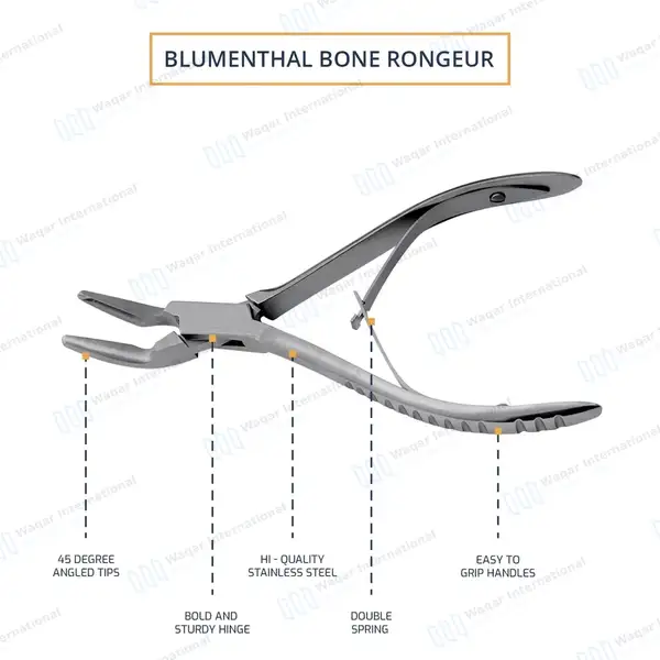 3 Blumenthal Rongeurs 45 Degree 5.5″ (14cm) - dental instruments manufactured by Waqar International, Sialkot - view 4
