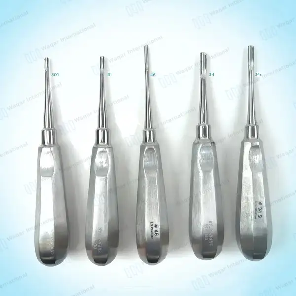 5 Pcs Dental Elevators #301, #34, #34S, #46 & #81 Set - dental instruments manufactured by Waqar International, Sialkot - view 2