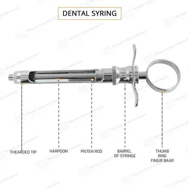 6 Dental Aspirating Syringe C-W Type 2.2cc Dentist Surgical Instruments - surgical instruments manufactured by Waqar International, Sialkot - view 4