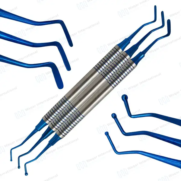 3 Pcs Ball Burnisher/Flat Plastic Composite Filling Dental Restorative Instruments – Blue - surgical instruments manufactured by Waqar International, Sialkot - view 2