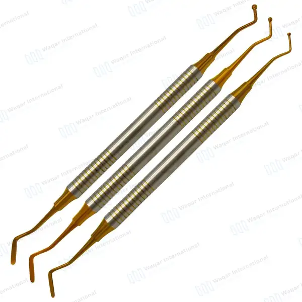 3 Pcs Ball Burnisher/Flat Plastic Composite Filling Dental Restorative Instruments – Gold - surgical instruments manufactured by Waqar International, Sialkot - view 4