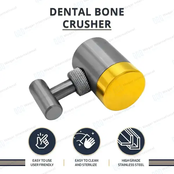 Dental Bone Mill Bone Crusher Grinder Silver/Gold Implants Grafting Instrument - dental instruments manufactured by Waqar International, Sialkot - view 5