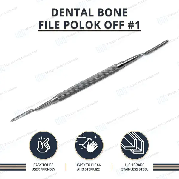 12 Pcs Polokoff Bone File #1 Double Ended - dental instruments manufactured by Waqar International, Sialkot - view 8