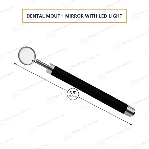 Dental Mirror with Light – Black Color Handle - surgical instruments manufactured by Waqar International, Sialkot - view 3