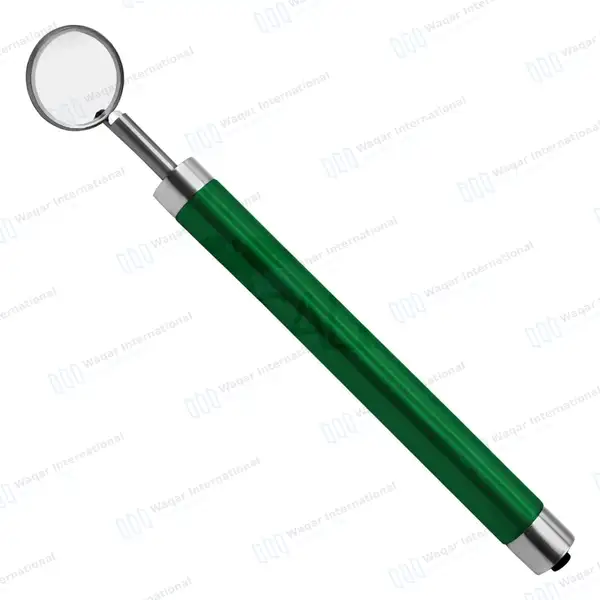 Dental Mirror with Light – Green Color Handle - surgical instruments manufactured by Waqar International, Sialkot - view 2