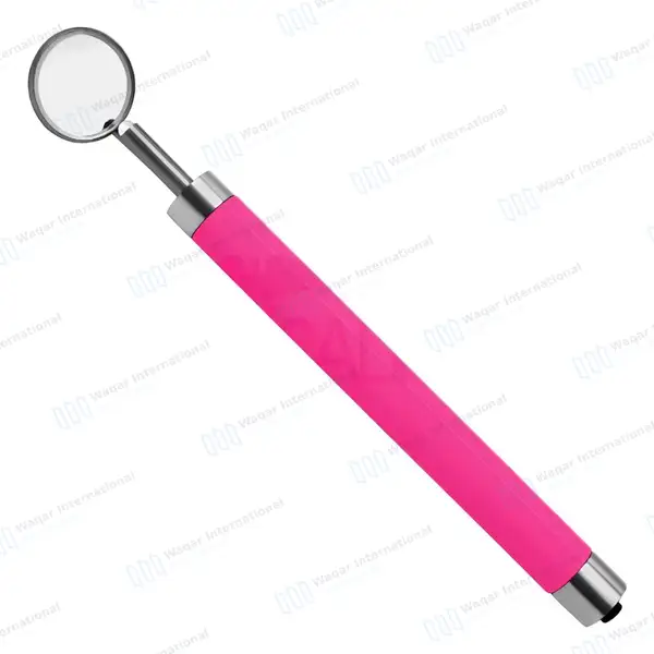 Dental Mirror with Light – Pink Color Handle - surgical instruments manufactured by Waqar International, Sialkot - view 2