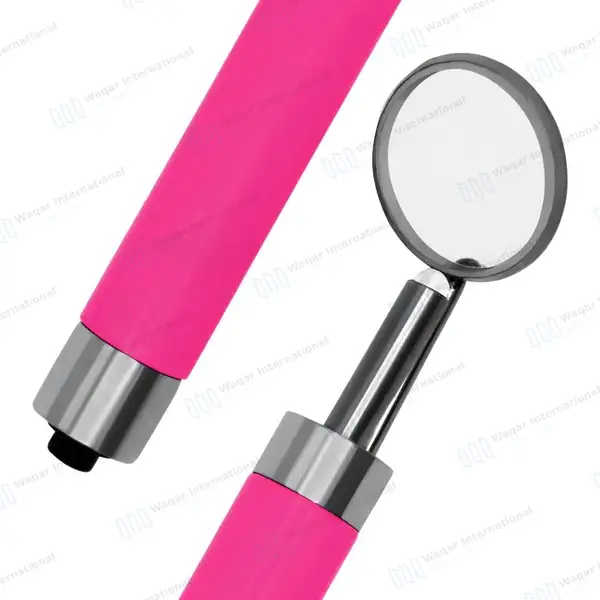 Dental Mirror with Light – Pink Color Handle - surgical instruments manufactured by Waqar International, Sialkot - view 5