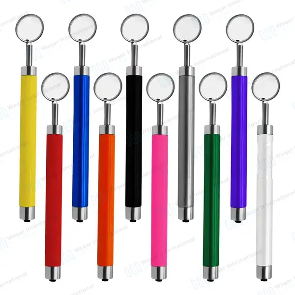 10 Dental Mouth Mirrors with LED Light  – Colored Handles - surgical instruments manufactured by Waqar International, Sialkot - view 2