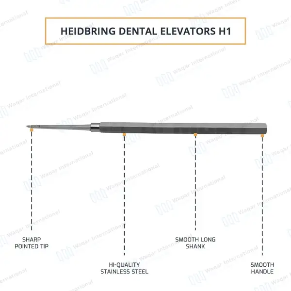 Heidbrink Root Tip Pick Elevator H1 Straight Pointed Tip - dental instruments manufactured by Waqar International, Sialkot - view 4