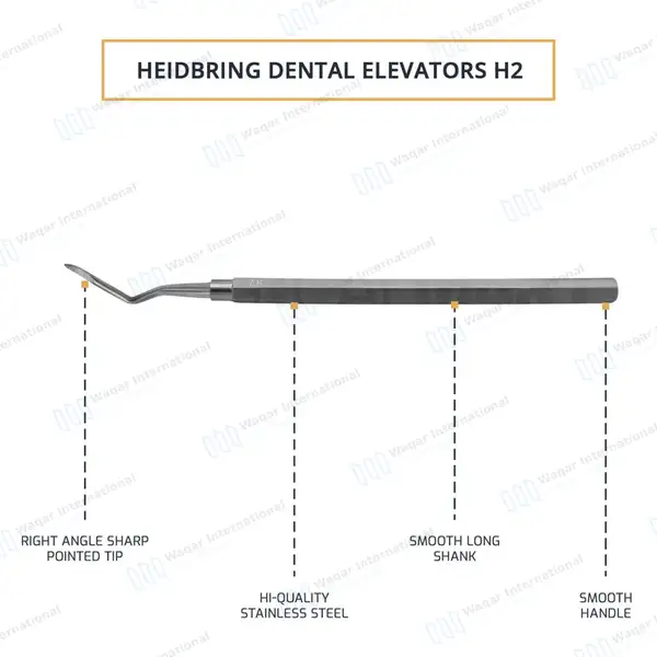 Heidbrink Root Tip Pick Elevator H2 Right Angled Pointed Tip - dental instruments manufactured by Waqar International, Sialkot - view 4