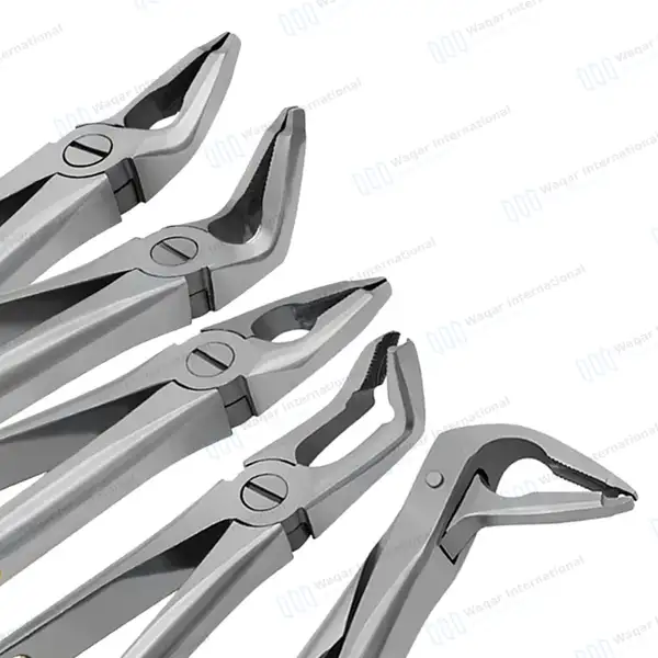 5 Dental Extracting Forceps #F1, #F2, #F3, #F4, #F7 Diamond Dusted Gold Handle - surgical instruments manufactured by Waqar International, Sialkot - view 4